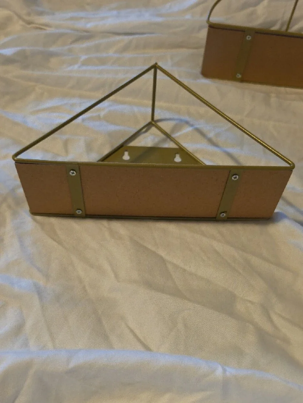 Gold Metal Geometric Wall Shelves - Set of 2